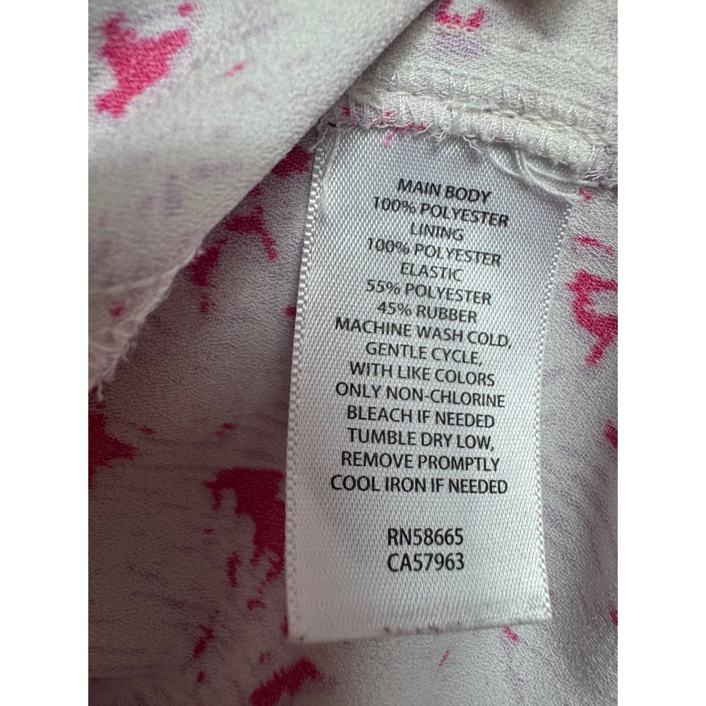 Open Edit Pink White Abstract Floral Smocked Mini Dress Puff Sleeve XL summer - Picture 4 of 6